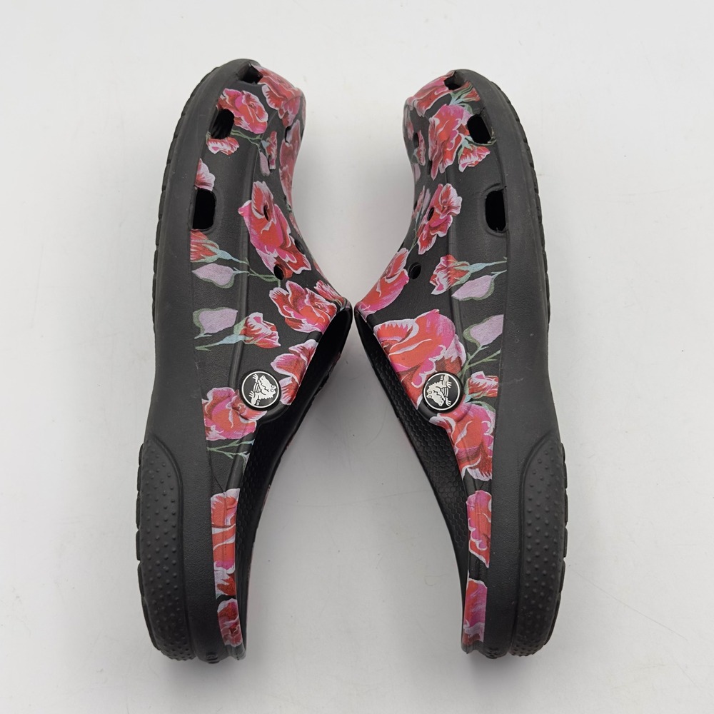 Crocs Freesail Clog Black Red Pink Rose Floral Print Slip On Shoes Womens 8 - Picture 7 of 10